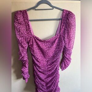 Oh Polly Leopard Print Ruched Dress US Size 10